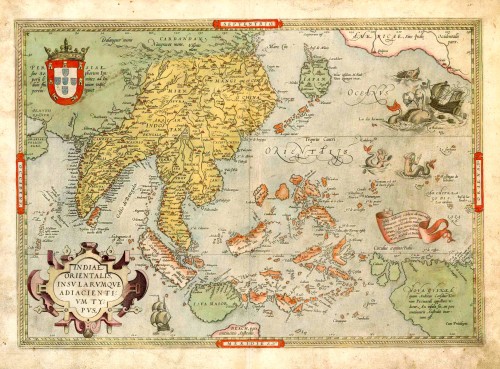 Old antique map of Southeast Asia, by Abraham Ortelius | Sanderus ...