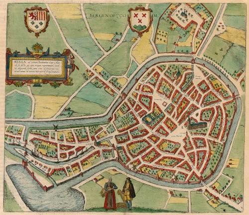 Antique map of Bergen-op-Zoom by Braun & Hogenberg | Sanderus Antique ...