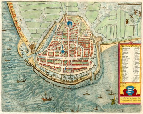 Antique map of Enkhuizen by Braun & Hogenberg | Sanderus Antique Maps ...