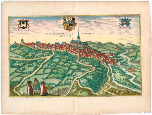 Old, antique map of Frankenberg by Braun & Hogenberg  Sanderus Antique Maps - Antique Map Webshop