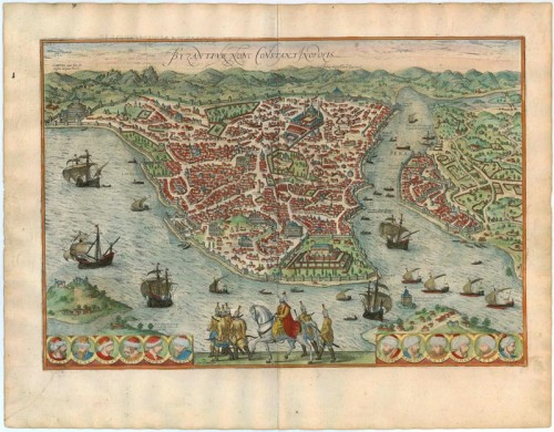 Antique Map Of Turkey - Constantinople By Braun & Hogenberg 