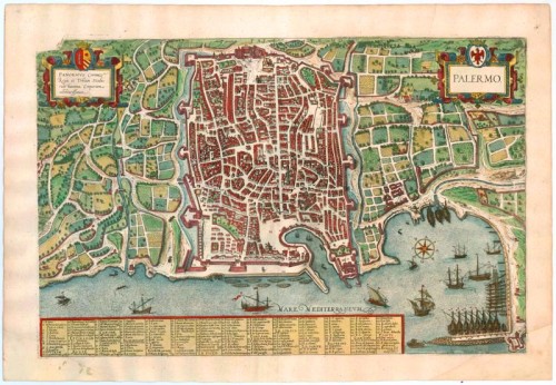 Palermo, by Georg Braun & Frans Hogenberg. | Sanderus Antique Maps ...