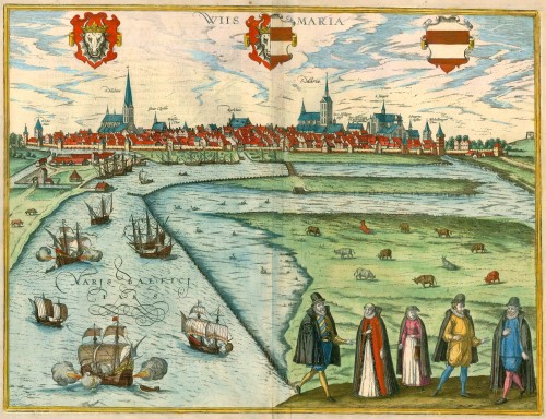 Antique map - general view of Wismar by Braun and Hogenberg | Sanderus ...