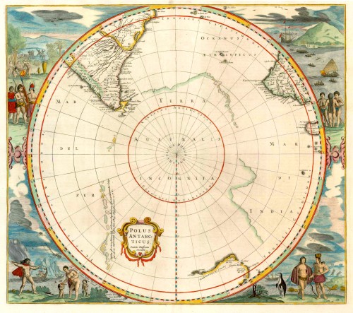 Old antique map of the South Pole by J. Janssonius | Sanderus Antique ...