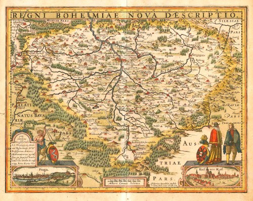 Old antique map of Bohemia by P. Van der Keere (Kaerius) | Sanderus ...