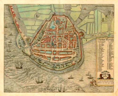 Enkhuizen by Georg Braun & Frans Hogenberg | Sanderus Antique Maps ...