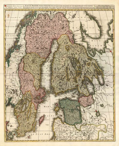 Old antique map of Finland, Sweden, Latvia by Valk G. & L. - Ottens R ...