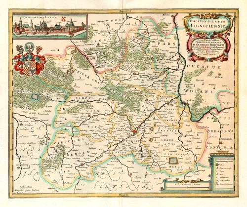 Old antique map of Legnica (Poland), by J. Janssonius. | Sanderus ...