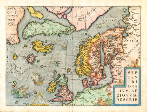 North Atlantic Ocean by Abraham Ortelius | Sanderus Antique Maps ...