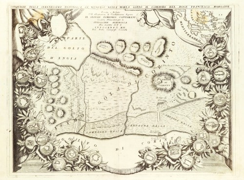 Antique map of Greece - the Isthmus gorge of Corinth, by Vincenzo ...