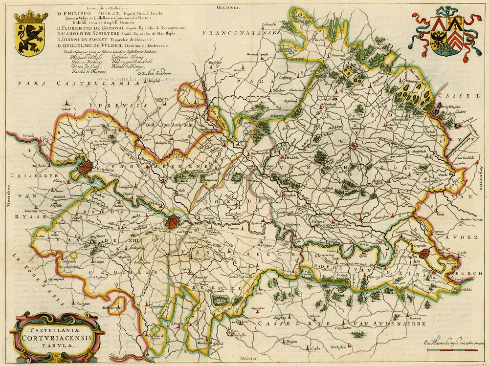 Antique map of Kortrijk by J. Blaeu | Sanderus Antique Maps - Antique ...