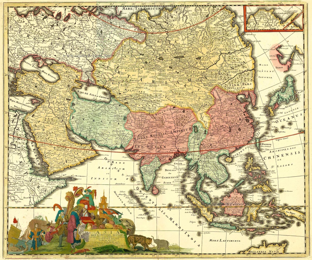 Antique Map Of Asia By Schenk P. | Sanderus Antique Maps - Antique Map ...