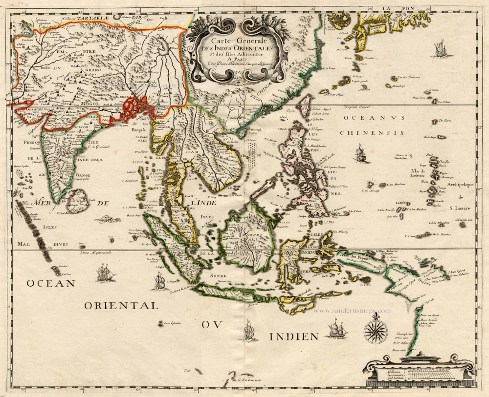 Antique Map Of Southeast Asia By Sanson N. 