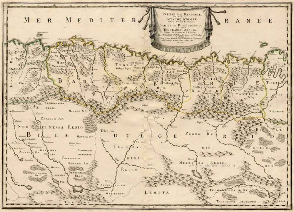 Algeria by Nicolas Sanson. | Sanderus Antique Maps - Antique Map Webshop