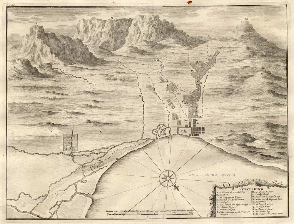 Antique map of Cape of Good Hope - Settlement by Valentyn | Sanderus ...