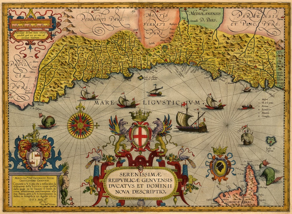 Antique map of Liguria by Ortelius A. | Sanderus Antique Maps - Antique ...