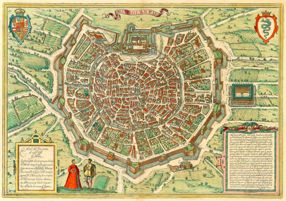 Antique map of Milano by Braun & Hogenberg | Sanderus Antique Maps ...