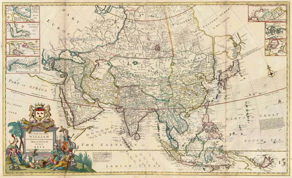 Antique Map Of Asia By Herman Moll | Sanderus Antique Maps - Antique ...