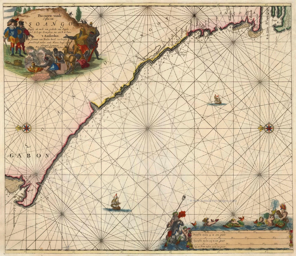 Antique Map Of West African Coast By Van Keulen Johannes 