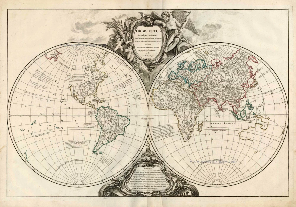 The world by Robert de Vaugondy. | Sanderus Antique Maps - Antique Map ...