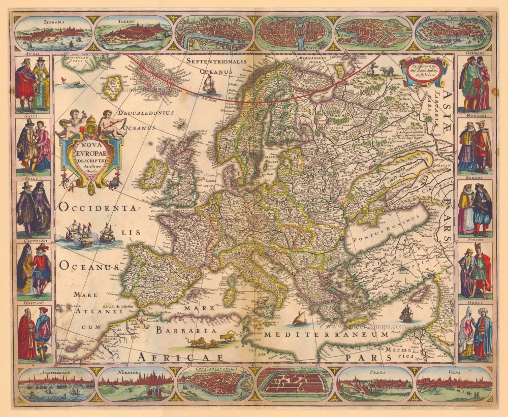 Antique map of Europe by Janssonius J. | Sanderus Antique Maps ...