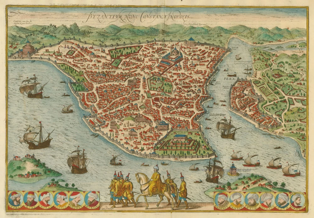 Antique map of Turkey - Constantinople by Braun & Hogenberg | Sanderus ...