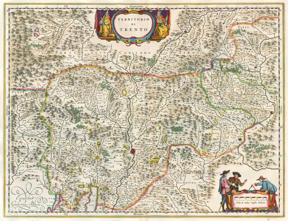 Antique map of Trento by J. Blaeu | Sanderus Antique Maps - Antique Map ...