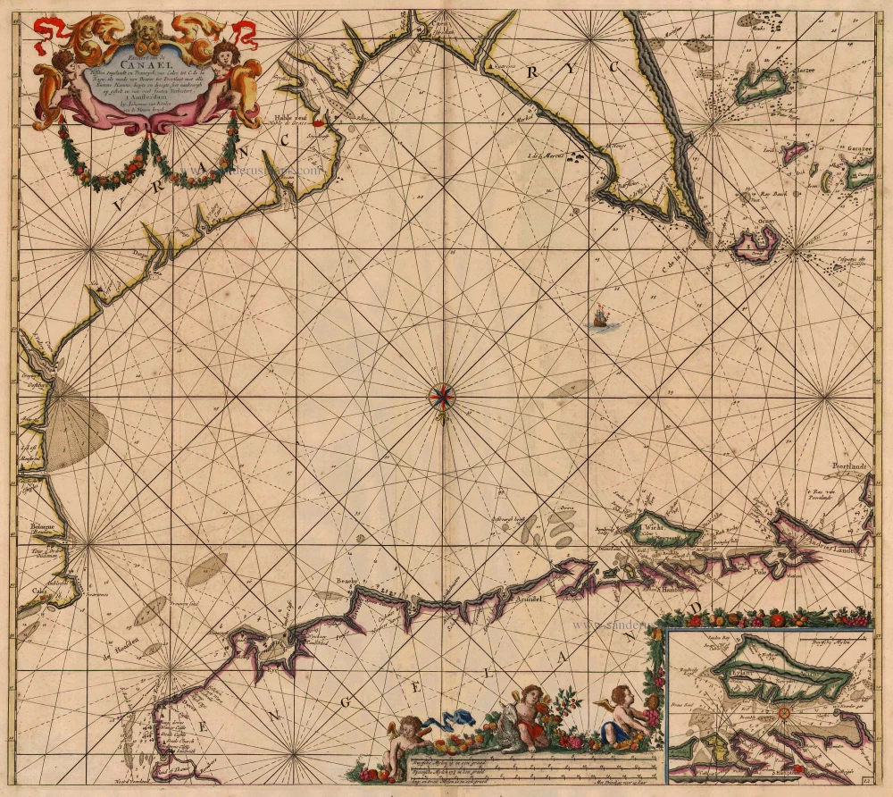 Antique map of Channel by Van Keulen Johannes | Sanderus Antique Maps ...