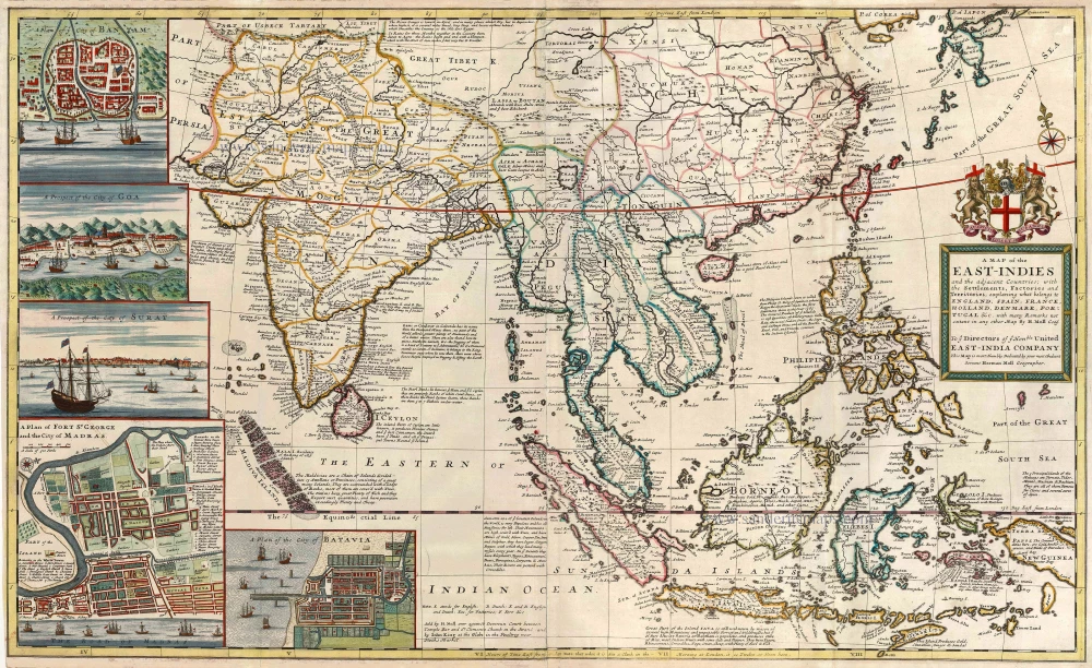 Antique Map Of Southeast Asia By H. Moll | Sanderus Antique Maps - Antique Map Webshop