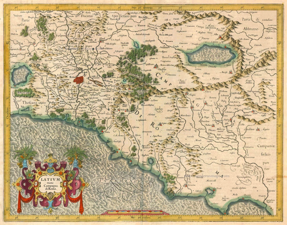 Antique Map Of Campagna Di Roma By G. Mercator 