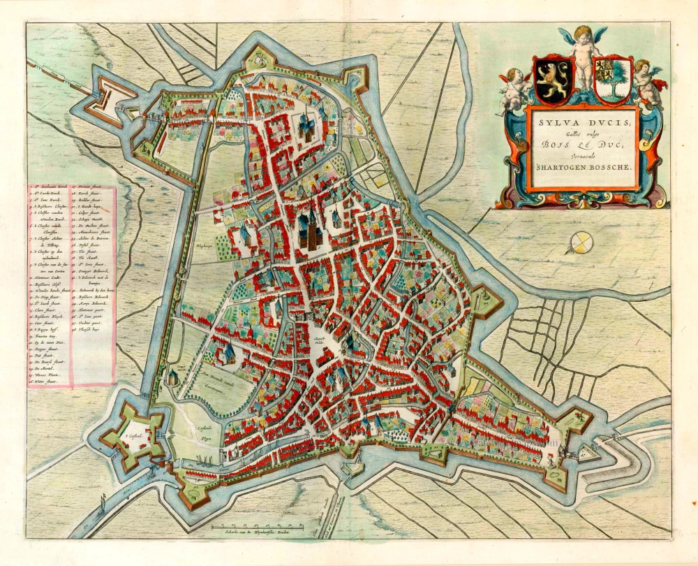 Old antique - bird's-eye view plan of 's Hertogenbosch by J. Blaeu ...