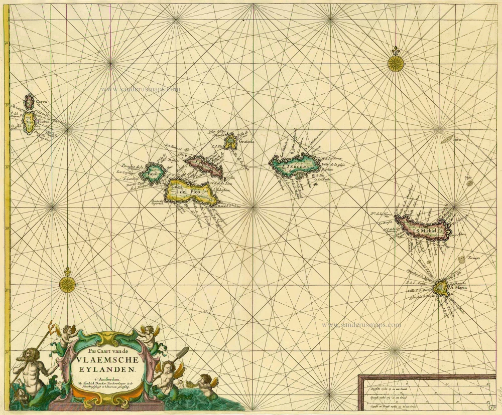 Antique Map Of Azores By Doncker H. 