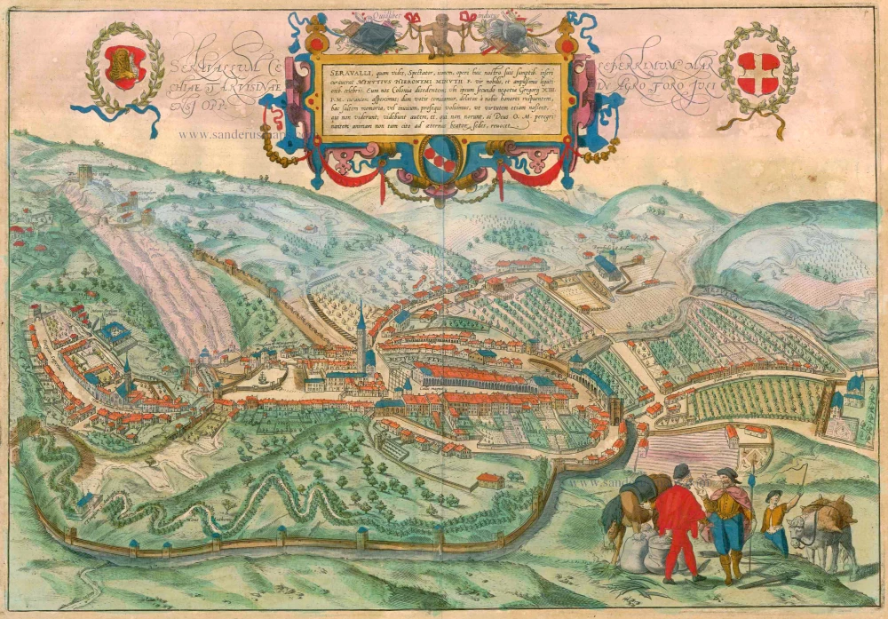 Antique map of Vittorio Veneto - Serravalle by Braun & Hogenberg 