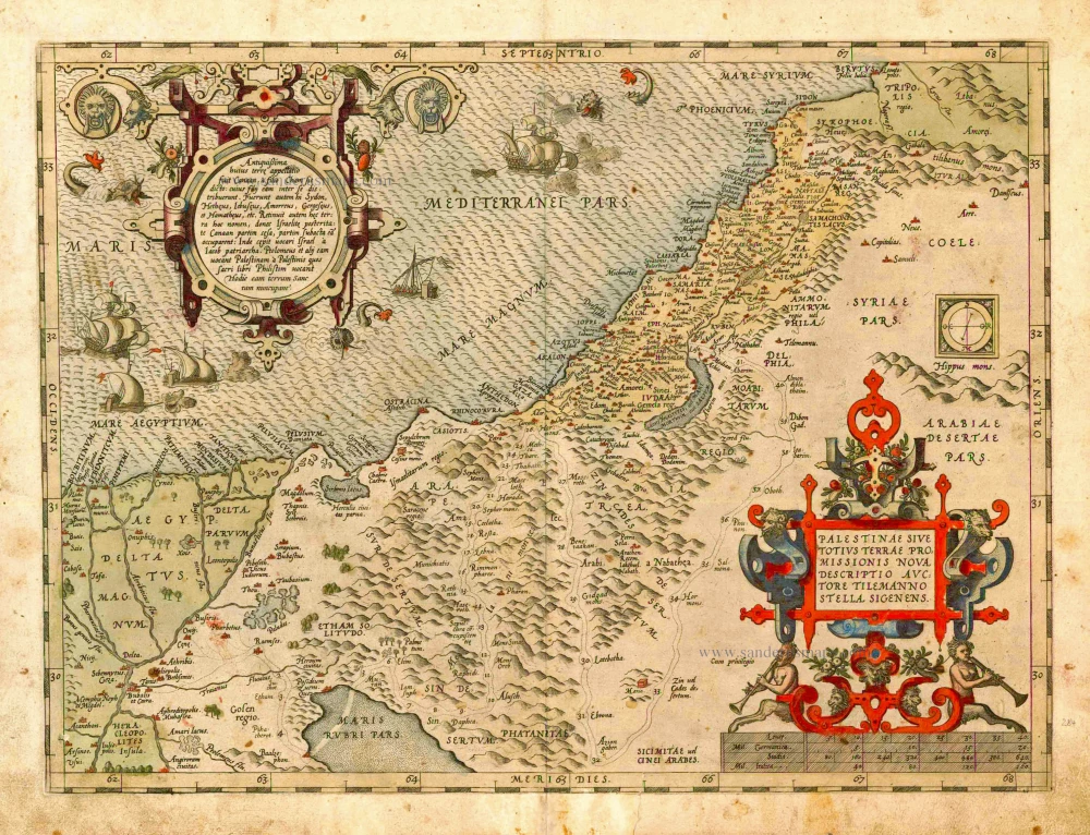 Old antique map of Holy Land by A. Ortelius | Sanderus Antique Maps ...