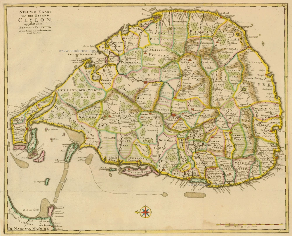 Antique Map Of Ceylon By Valentyn | Sanderus Antique Maps - Antique Map ...