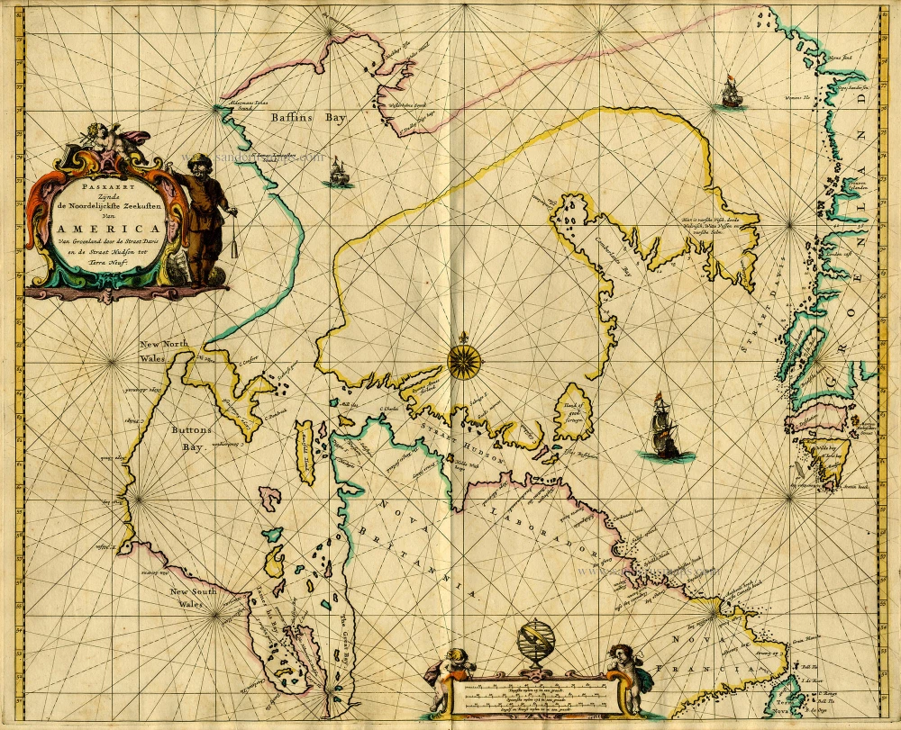 Antique Map Of Canada: Hudson Bay And Davis Strait By Goos P 