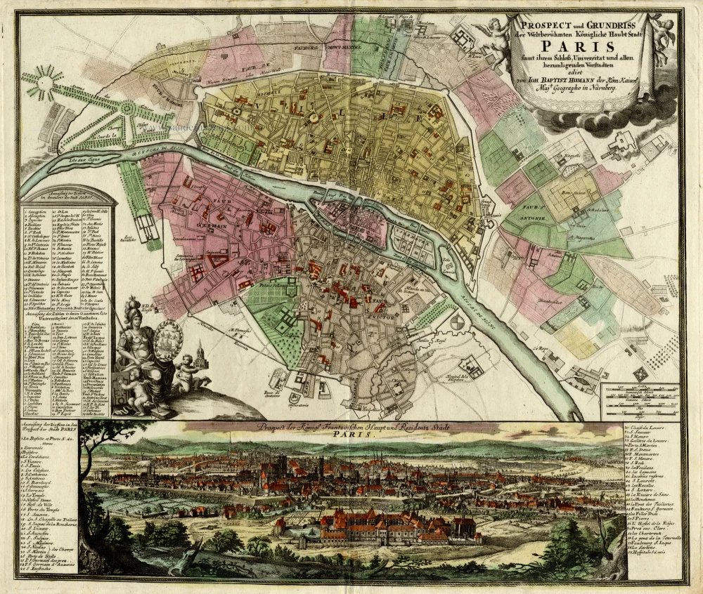 Antique Map Of Paris By Homann J.B. | Sanderus Antique Maps - Antique ...