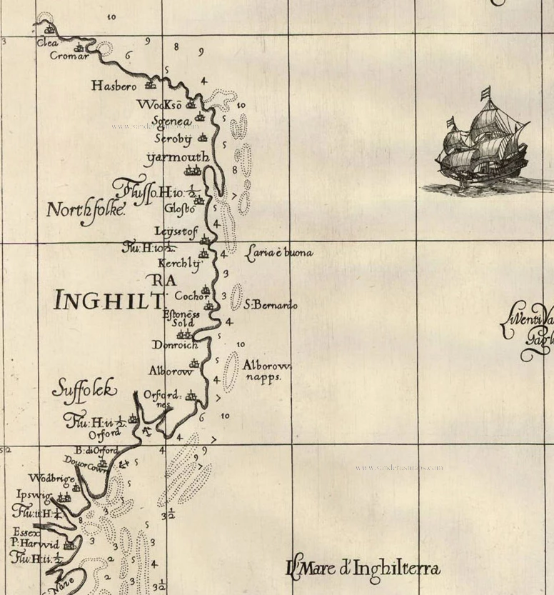 Antique map of North Sea by Dudley, Sir Robert | Sanderus Antique Maps ...