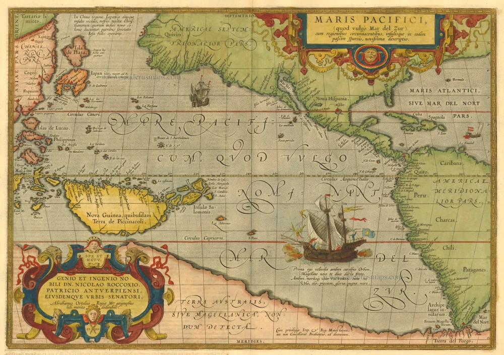 Antique map of Pacific by Ortelius A. | Sanderus Antique Maps - Antique ...