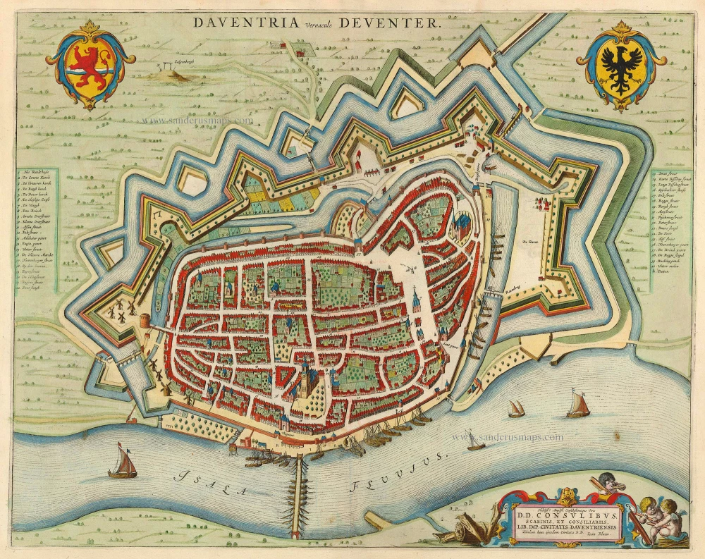 Antique map of Deventer by Blaeu J. | Sanderus Antique Maps - Antique ...