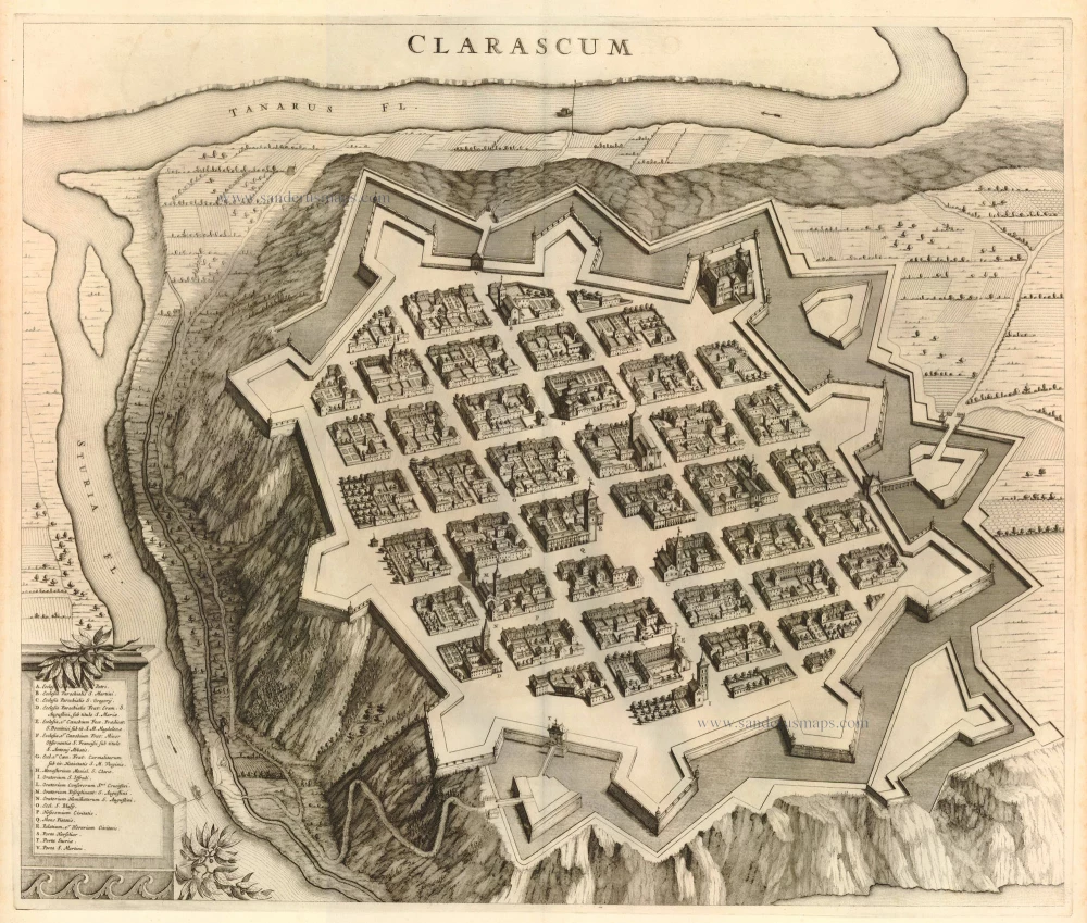 Antique Map Of Cherasco By Blaeu J. 