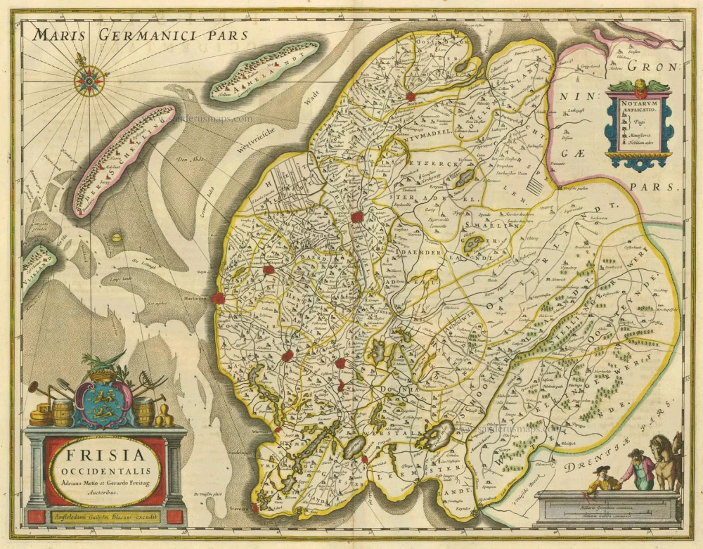 Old Antique Map Of West Friesland By Blaeu W And J Sanderus Antique Maps Antique Map Webshop