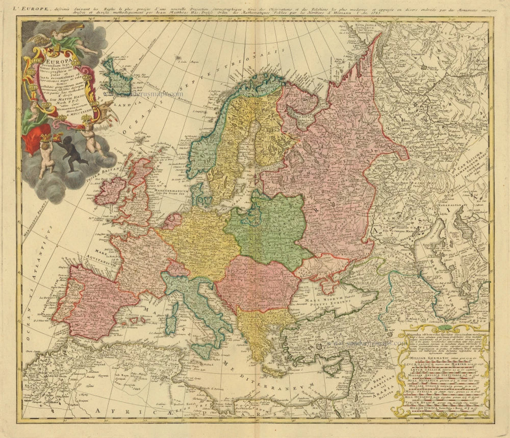 Antique map of Europe by Homann Heirs | Sanderus Antique Maps - Antique ...