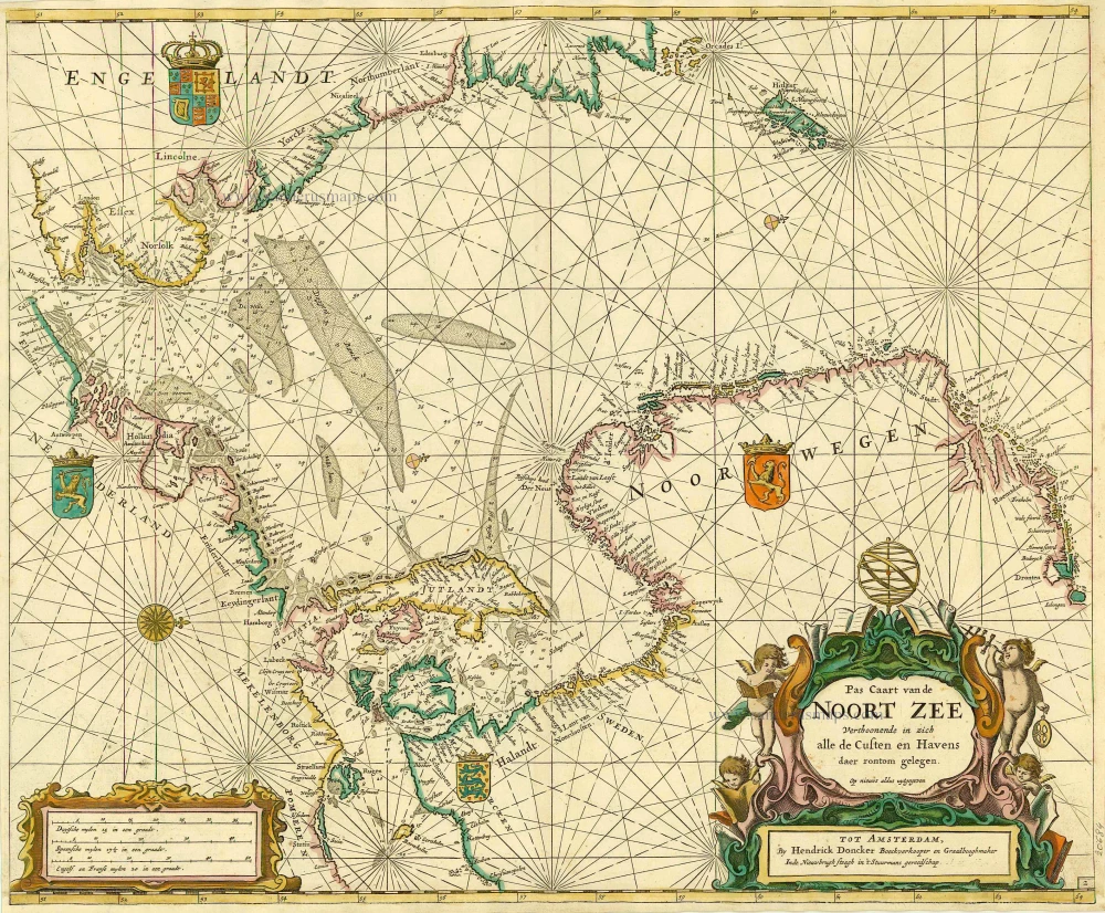 Antique map of North Sea by Doncker H. | Sanderus Antique Maps ...