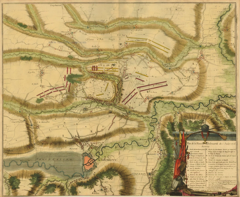 Antique map of Oudenaarde by Fricx E. | Sanderus Antique Maps - Antique ...