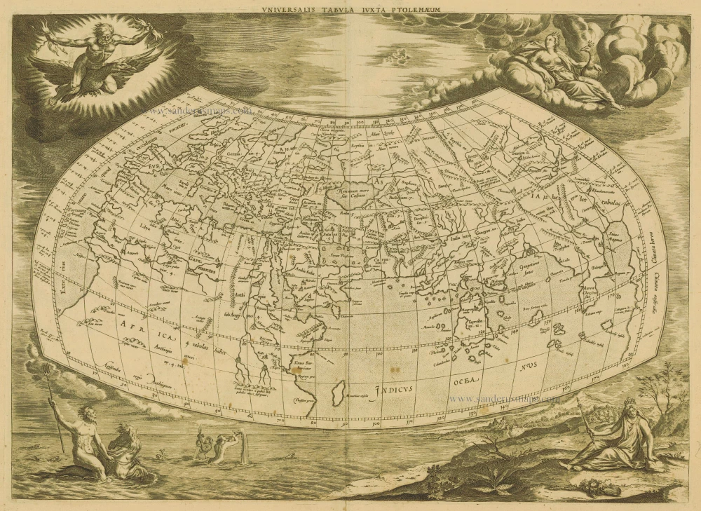 Antique Map Of Ancient World By Ptolemy Cl. - Mercator G. | Sanderus ...