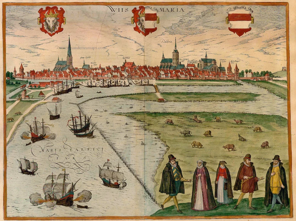 Antique map of Wismar by Braun & Hogenberg | Sanderus Antique Maps ...