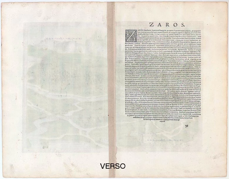 Antique map of Hungary SarosPatak by Braun & Hogenberg Sanderus
