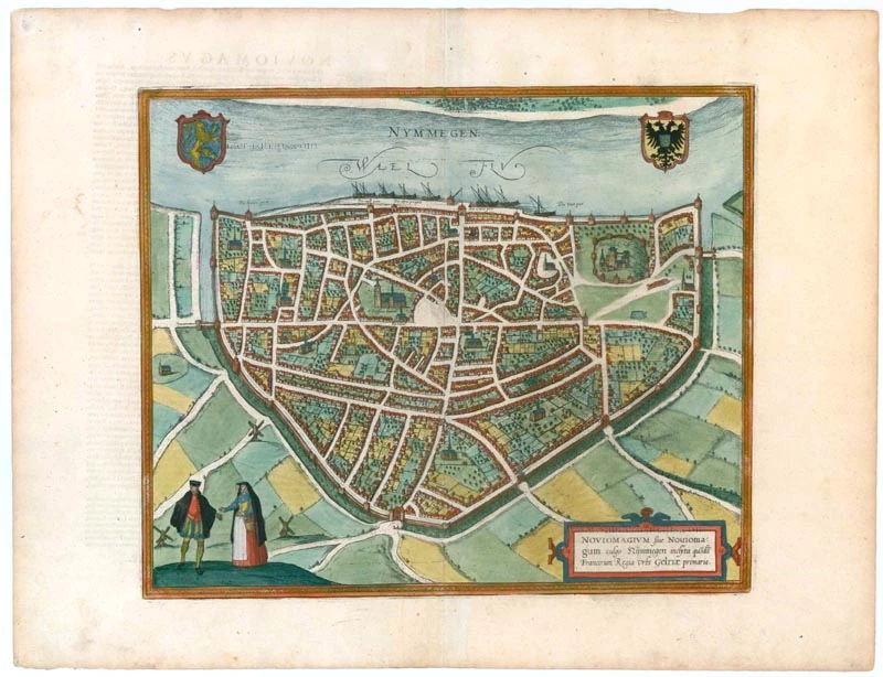 Antique map of Nijmegen by Braun & Hogenberg | Sanderus Antique Maps ...