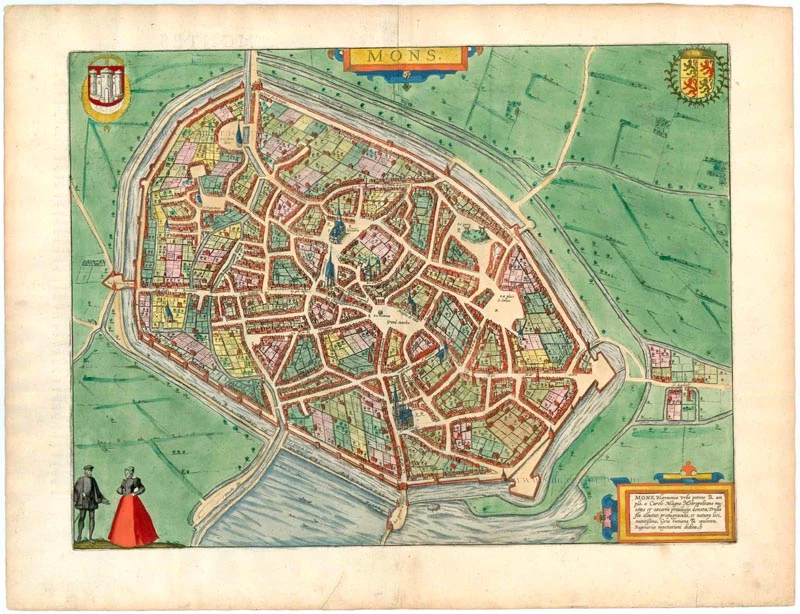 Old antique plan of Mons by Braun & Hogenberg. | Sanderus Antique Maps ...